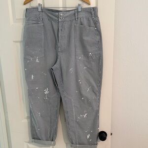 Pilcro / Anthropologie Wanderer Striped Paint-Splatter Pants NWOT
